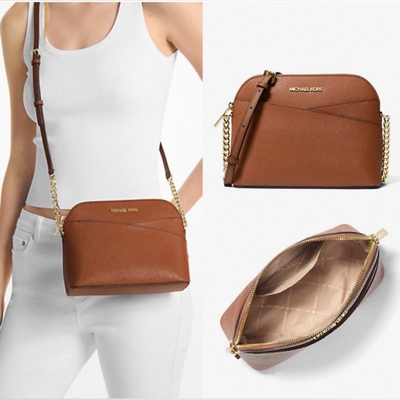 NWT Michael Kors | Brown
Saffiano Leather Medium Dome Crossbody $358 MSRP - Picture 1 of 11